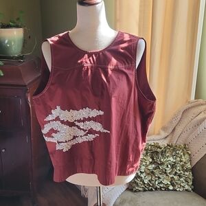 NWT Ganni Brown w/Sequins Sleeveless Top-Size 42